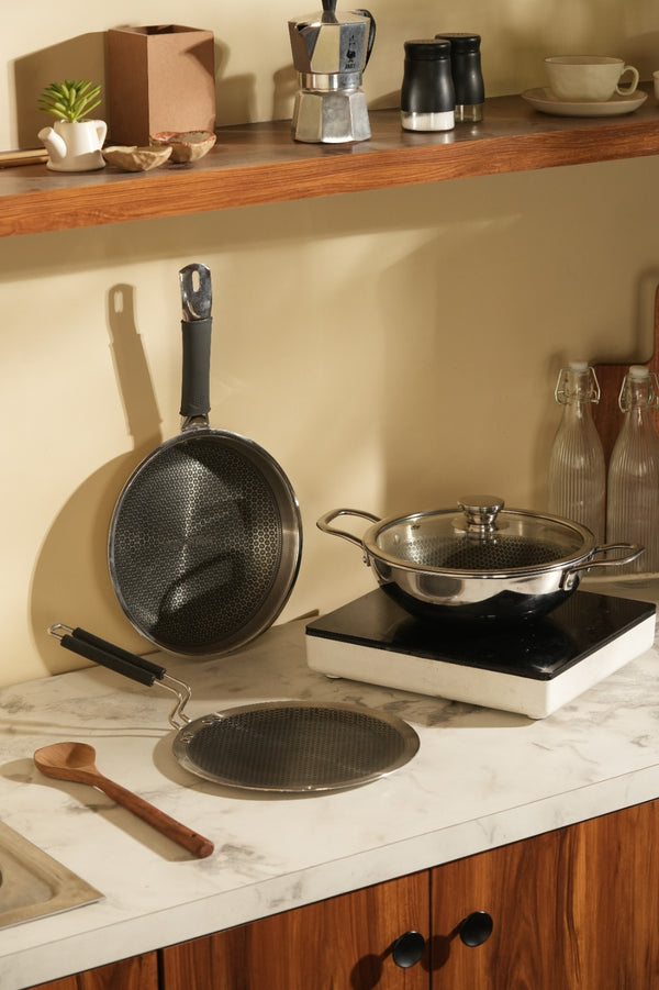 3-Piece Set: Kadhai + Fry Pan + Roti Tawa